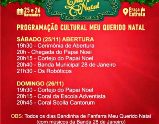 Confira a programação do Meu Querido Natal que inicia neste sábado, dia 25, na Praça do Estrela, em Castanhal.