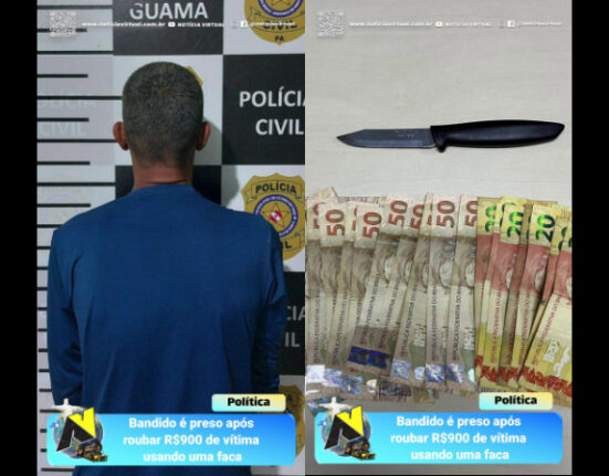 Bandido é preso após roubar R$900 de vítima usando uma faca