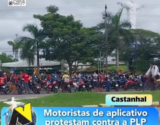 Motoristas de aplicativo protestam contra a PLP 12/2024 em Castanhal